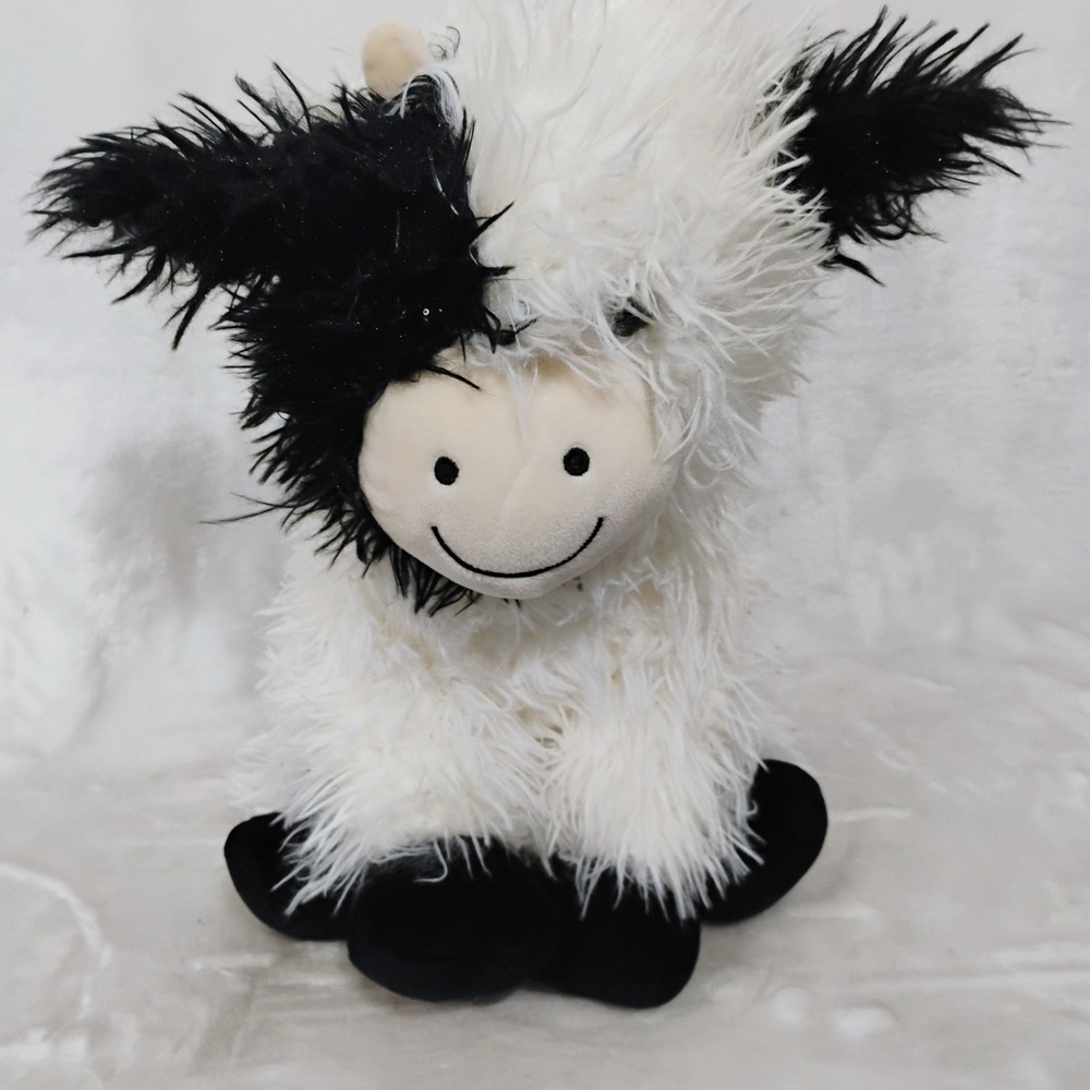 Walgreens Highland Cow Plush Shaggy Black White Stuffed Animal 13" Retired Toy